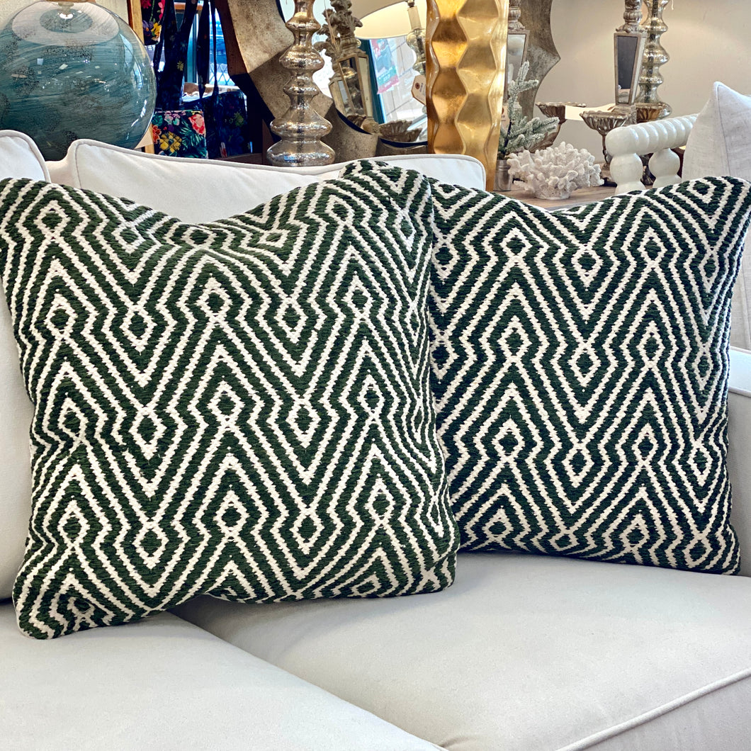 Green & White Geometric Pillow