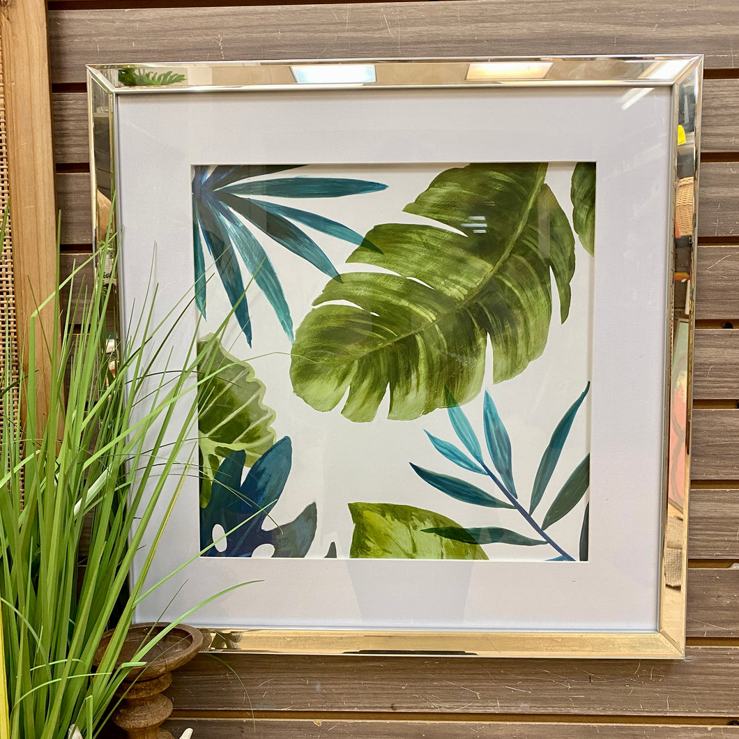 Blue/Green Tropical Leaf Art II