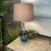 Load image into Gallery viewer, Blue &amp; Taupe Glass Lamp
