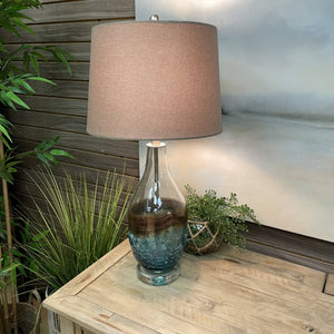 Blue & Taupe Glass Lamp