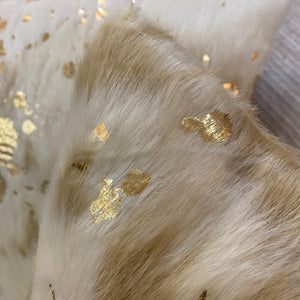 Ivory & Gold Faux Fur Pillow