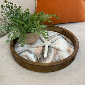 SM Marble Look Wood Tray