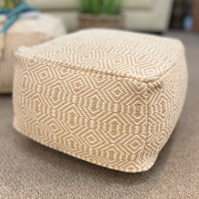 Load image into Gallery viewer, Gold &amp; Ivory Geometric Pouf
