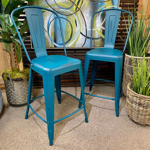 Distressed Teal Counter Stool