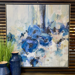 Framed Blue Floral Abstract