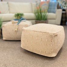 Load image into Gallery viewer, Gold &amp; Ivory Geometric Pouf
