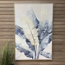 Load image into Gallery viewer, Blue Palm Art Framed in Champagne II
