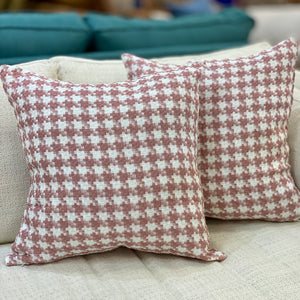 Rose Houndstooth Pillow