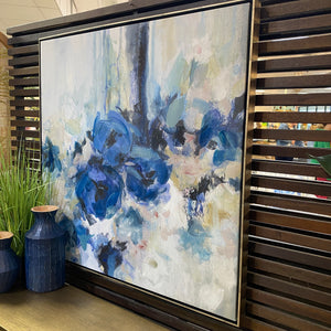 Framed Blue Floral Abstract