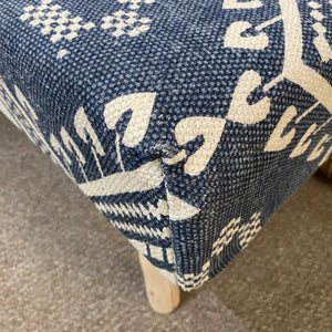 Blue & White Patterned Bench
