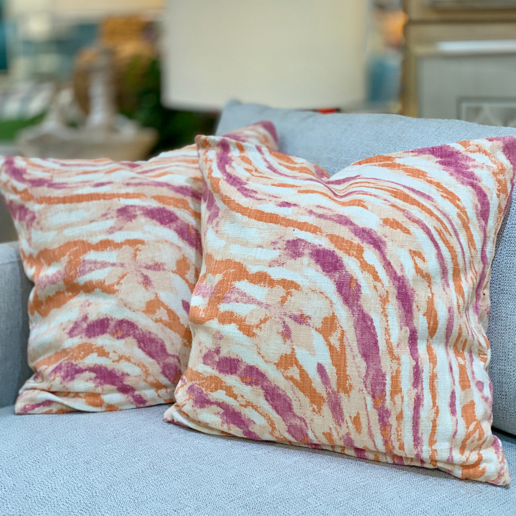 Pink & Orange Marble Pillow