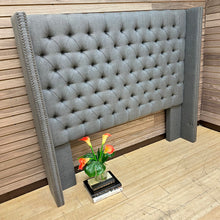 Load image into Gallery viewer, Grey Tufted Queen Headboard
