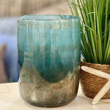 Load image into Gallery viewer, Turquoise Ombre Vase w/ Shells
