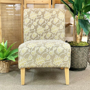 Beige Floral Slipper Chair