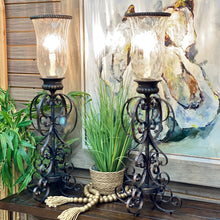 Load image into Gallery viewer, Bronze Scroll Hurricane Lamp
